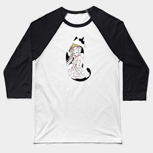 Geisha Cat Tattoo Baseball T-Shirt